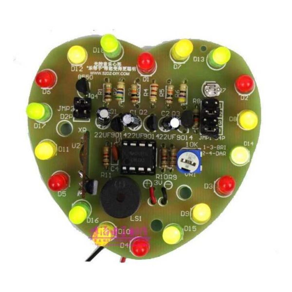 Kit montar placa com leds forma coração ci lm393 musical ldr