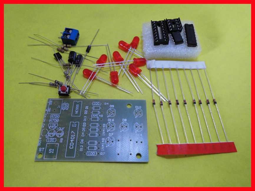 Kit para montar dado eletrônico led com CI CD4017 e NE555