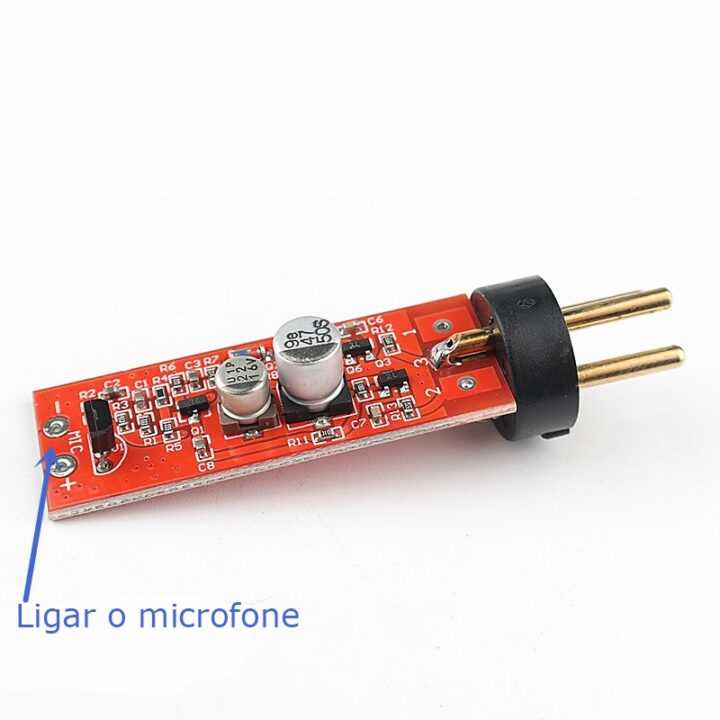 Amplificador para microfone condensador ou microfone tipo diafragma com alimentação phantom power até 48v. Com pinos de ligação
