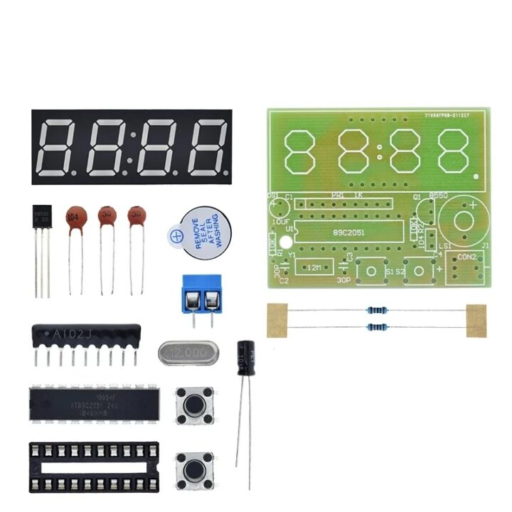 Relógio digital display 7 seg kit para montar c51 4 bits new