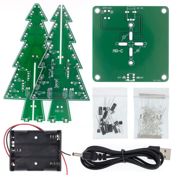 Módulo placa árvore de natal para montar com led piscante colorido