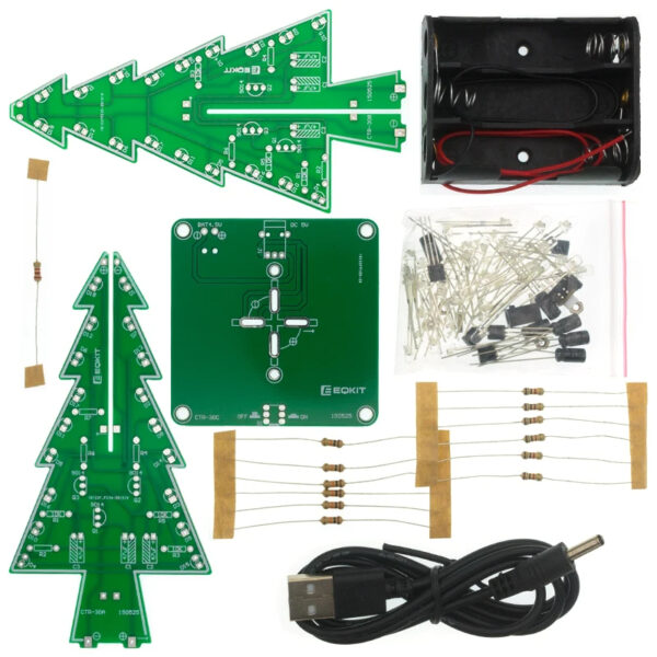 Módulo placa árvore de natal para montar com led piscante colorido