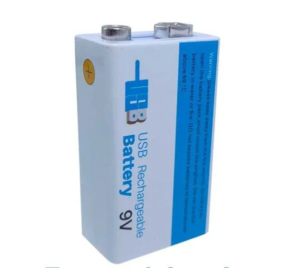 Bateria 9v recarregavel usb tipo c para multimetro microfone 6
