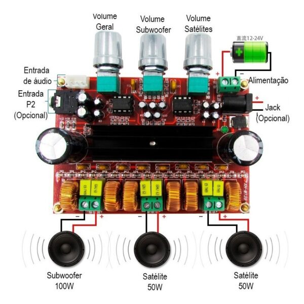 Amplificador potencia classe d 21 2x 50w 100w tpa3116 7