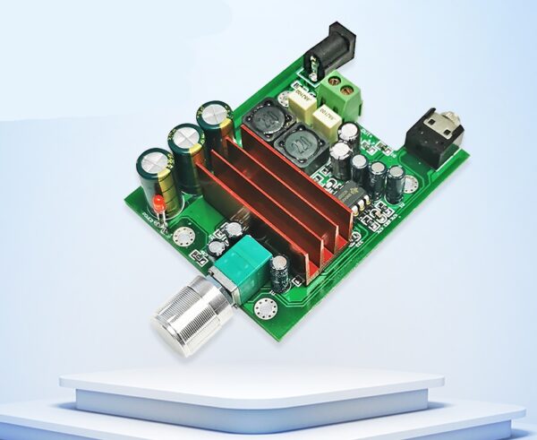 Placa de circuito com componentes eletrônicos.