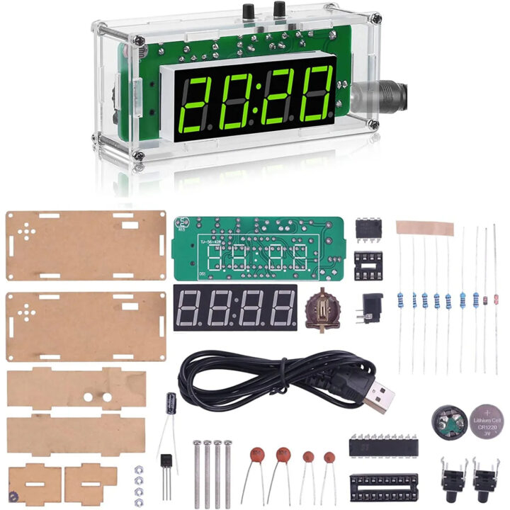 relógio digital despertador kit montar Módulo kit DIY para montar relógio digital despertador + case