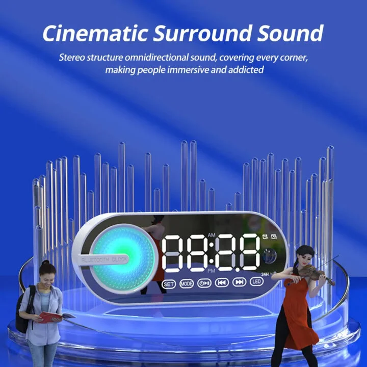 rádio relógio Rádio FM Rádio relógio FM despertador digital G-30 tela espelhada Bluetooth