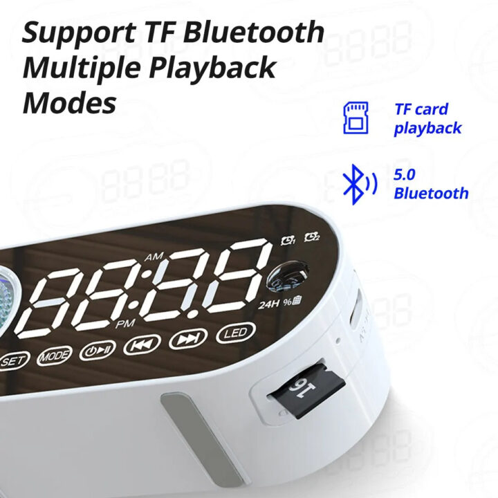 rádio relógio amplificador classe d Rádio relógio FM despertador digital G-30 tela espelhada Bluetooth