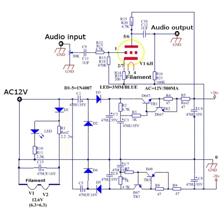 6j1 pré-amplificador manual de kit para montar pré amplificador de áudio valvulado 6j1