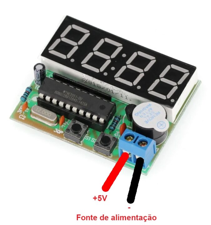 Relógio digital 4 bits led e iluminação manual kit para montar relógio digital 4 bits c51 ysz-4
