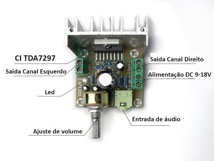 Tda7297 amplificador de potência manual placa amplificador com ci tda7297 30w