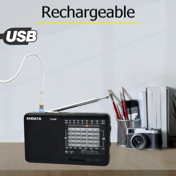 Xhdata d-328 rádio receptor am fm sw ondas curtas 12 faixas mp3