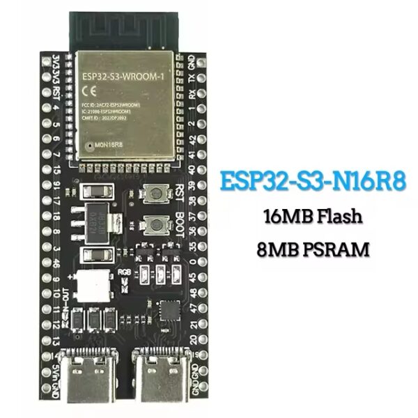 Esp32-s3 n16r8 com 16mb flash 8mb psram dual usb wifi ble 5